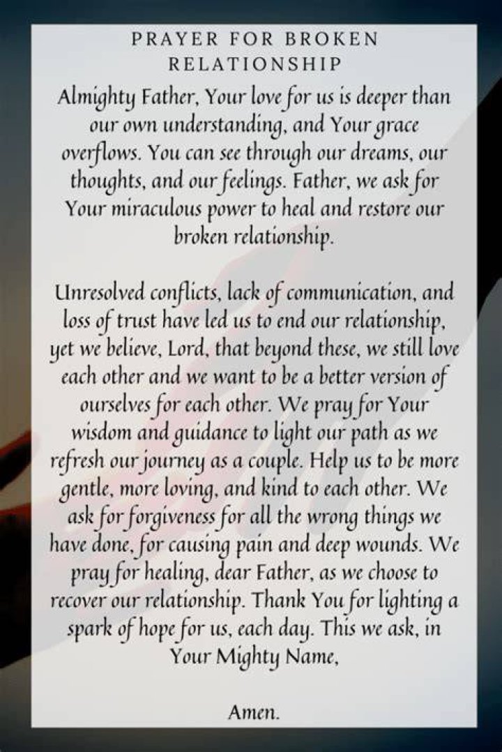Can prayer fix a broken relationship?
