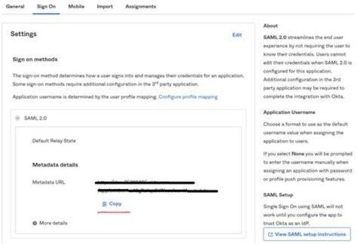 How do I get SAML metadata file Okta?
